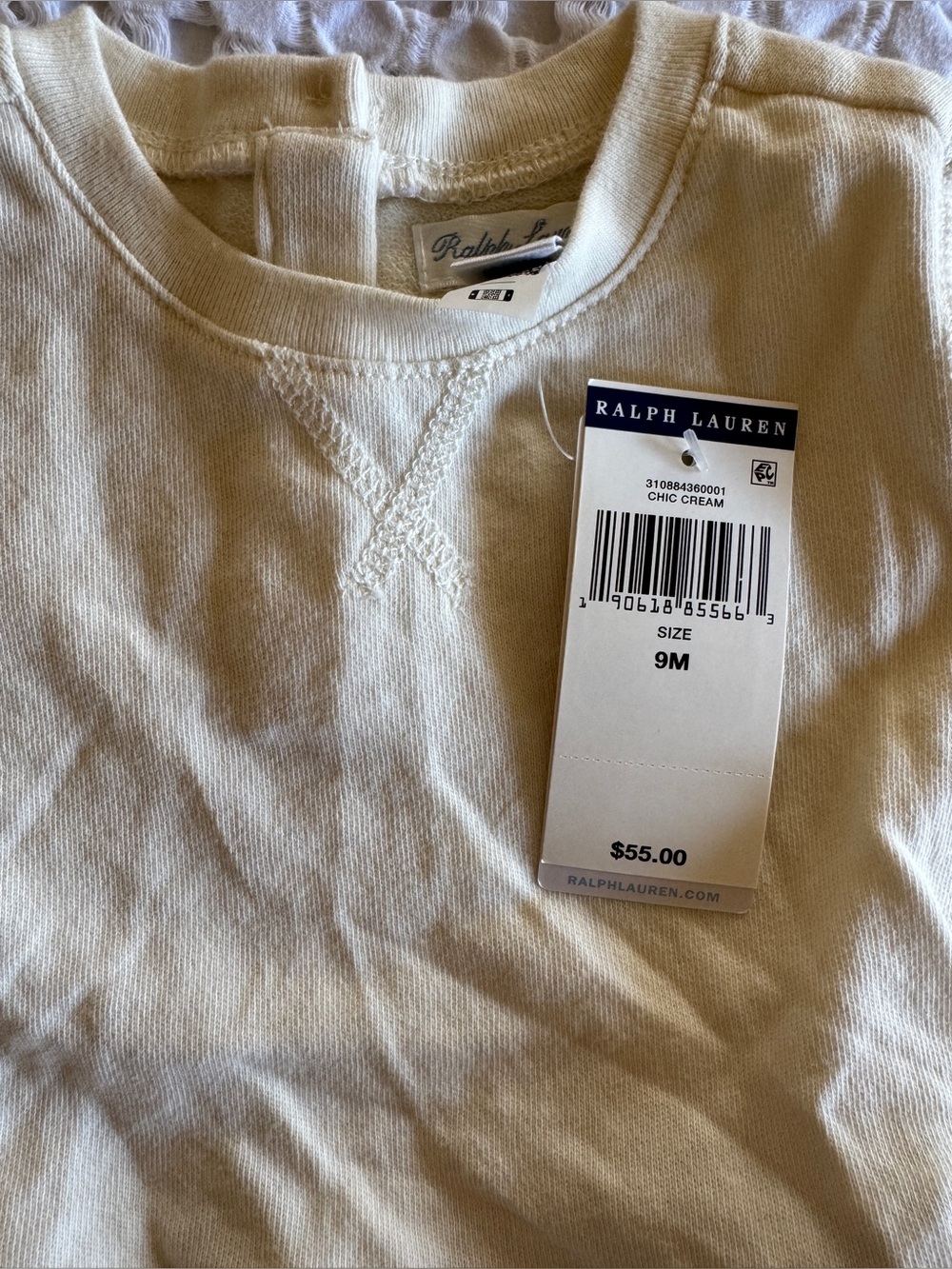 Ralph Lauren Baby Girls 9M Cream Peplum Sweatshirt Top NWT - Picture 7 of 7